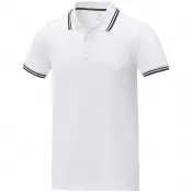 Biały - Męska koszulka polo Amarago z kontrastowymi paskami i krótkim rękawem