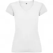 Biały - Damska koszulka z dekoltem w serek 155 g/m² Roly Victoria