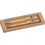beżowy - Zestaw piśmienniczy bambusowy