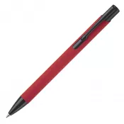czerwono / czarny - Długopis meatlowy gumowany Alicante
