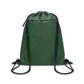 Worek ze sznurkiem z RPET 600D z kieszenią BANGKOK BAG Ciemnozielony