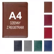Kalendarz książkowy A4, dzienny, z registrami NEVRO
