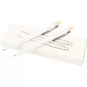 biały - Zestaw piśmienny długopis półżelowy i ołówek automatyczny z aluminium z recyklingu SIEGFRIED