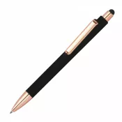 czarny - Długopis gumowany z touch penem