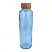 jasnoniebieski transparentny - Butelka InSideOut z recyklingowanego szkła ReuuZ z drewnianym korkiem 650 ml