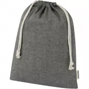 Czarny melanż - Pheebs torba na prezent z bawełny z recyklingu o gramaturze 150 g/m² i z certyfikatem GRS, duża o pojemności 4 l