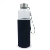 czarny transparentny - Szklana butelka w pokrowcu 500 ml