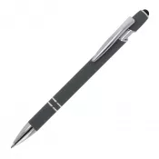 szary - Długopis metalowy gumowany Paris