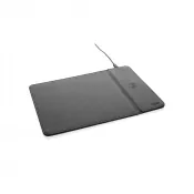 czarny - Podkładka pod mysz Swiss Peak, ładowarka bezprzewodowa 10W, PU z recyklingu