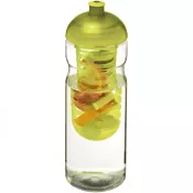 Limonka-Przezroczysty - Bidon H2O Base® z wypukłym wieczkiem o pojemności 650 ml z możliwością przyrządzania wody smakowej