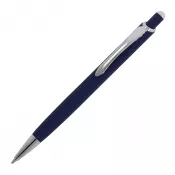 ciemnoniebieski - Długopis metalowy gumowany z touch penem Monaco
