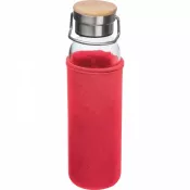 czerwony - Butelka szklana z pokrowcem 600 ml RAMONA