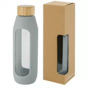 Szary - Tidan Butelka z borokrzemianowego szkła 600 ml z silikonowym uchwytem