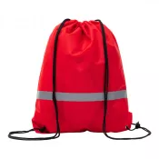 czerwony - Plecak poliestrowy z taśmą odblaskową, 33.5 x 42 cm