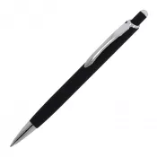 czarny - Długopis metalowy gumowany z touch penem Monaco