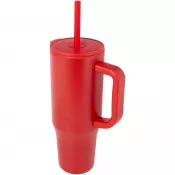 Czerwony - Brady izolowany kubek z certyfikatem RCS o pojemności 900 ml z silikonową słomką