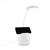 biały - Lampka na biurko, głośnik bezprzewodowy 3W, stojak na telefon, pojemnik na przybory do pisania | Asar