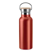 Termos dwuścienny z bambusową pokrywką 500 ml HELSINKI Czerwony