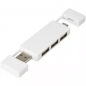 Biały - Mulan podwójny koncentrator USB 2.0
