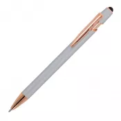 srebrny - Długopis metalowy gumowany Paris Deluxe