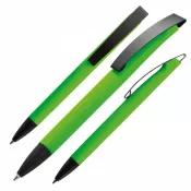 jasnozielony - Długopis plastikowy z metalowym klipem BRESCIA