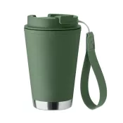 Kubek dwuścienny z PP z paskiem 300 ml TOPIZ Ciemnozielony