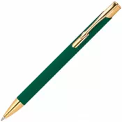 ciemnozielony - Długopis metalowy GLENDALE ze złotymi elementami