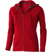 Czerwony - Rozpinana bluza damska z kapturem Arora