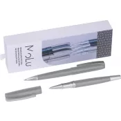 szary - Metalowy zestaw piśmienny długopis i pióro kulkowe El Salto MoLu