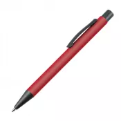 bordowy - Długopis reklamowy plastikowy z metalowym klipem