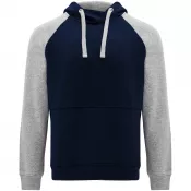 Navy Blue-Szary melanż - Badet dwukolorowa bluza z kapturem unisex