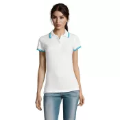 Polo damskie z piki 200 g/m² Sol's PASADENA WOMEN White/Aqua