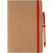 czerwony - Notatnik A5 z długopisem