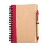 Notes B6 z długopisem 70 kartek gładkie SONORA PLUS Czerwony