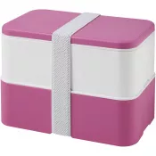 Biały-Różowy - Dwupoziomowe pudełko na lunch 2 x 700 m MIYO