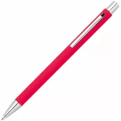 czerwony - Długopis metalowy z powierzchnią soft touch