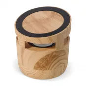 drewniany  / jasny - Głośnik o wyglądzie drewna 3W i ładowarka bezprzewodowa 5W