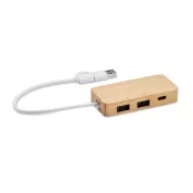 Hub USB 3-portowy w bambusowej obudowie HUBBAM