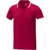 Czerwony - Męska koszulka polo Amarago z kontrastowymi paskami i krótkim rękawem