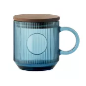 Kubek szklany prążkowany z pokrywką 300 ml VITRIO MUG