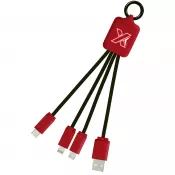 Czarny-Mid red - Kabel z podświetlonym logo 3w1 z brelokiem - SCX.design C15