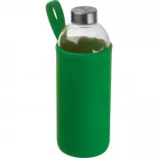 zielony - Butelka szklana 1000 ml w neoprenowym etui