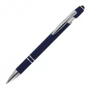 ciemnoniebieski - Długopis metalowy gumowany Paris