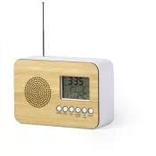 brązowy - Zegar na biurko z alarmem, radio