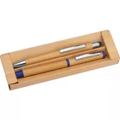 niebieski - Zestaw piśmienniczy bambusowy