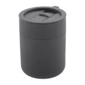 ciemno szary - Ceramiczny kubek podróżny pokryty silikonem 300 ml Liberica