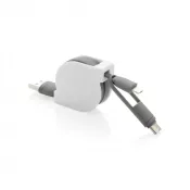 biały - Zwijany kabel do ładowania i synchronizacji 3 w 1