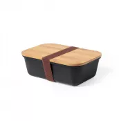 czarny - Pudełko śniadaniowe 1 L, bambusowe wieczko