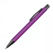 fioletowy - Długopis reklamowy plastikowy z metalowym klipem