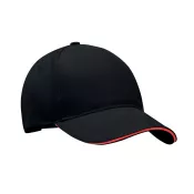Czapka z daszkiem 5-panelowa 260 g/m² LONG BEACH SINGA Czarny/Czerwony